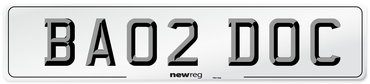 BA02 DOC Number Plate from New Reg